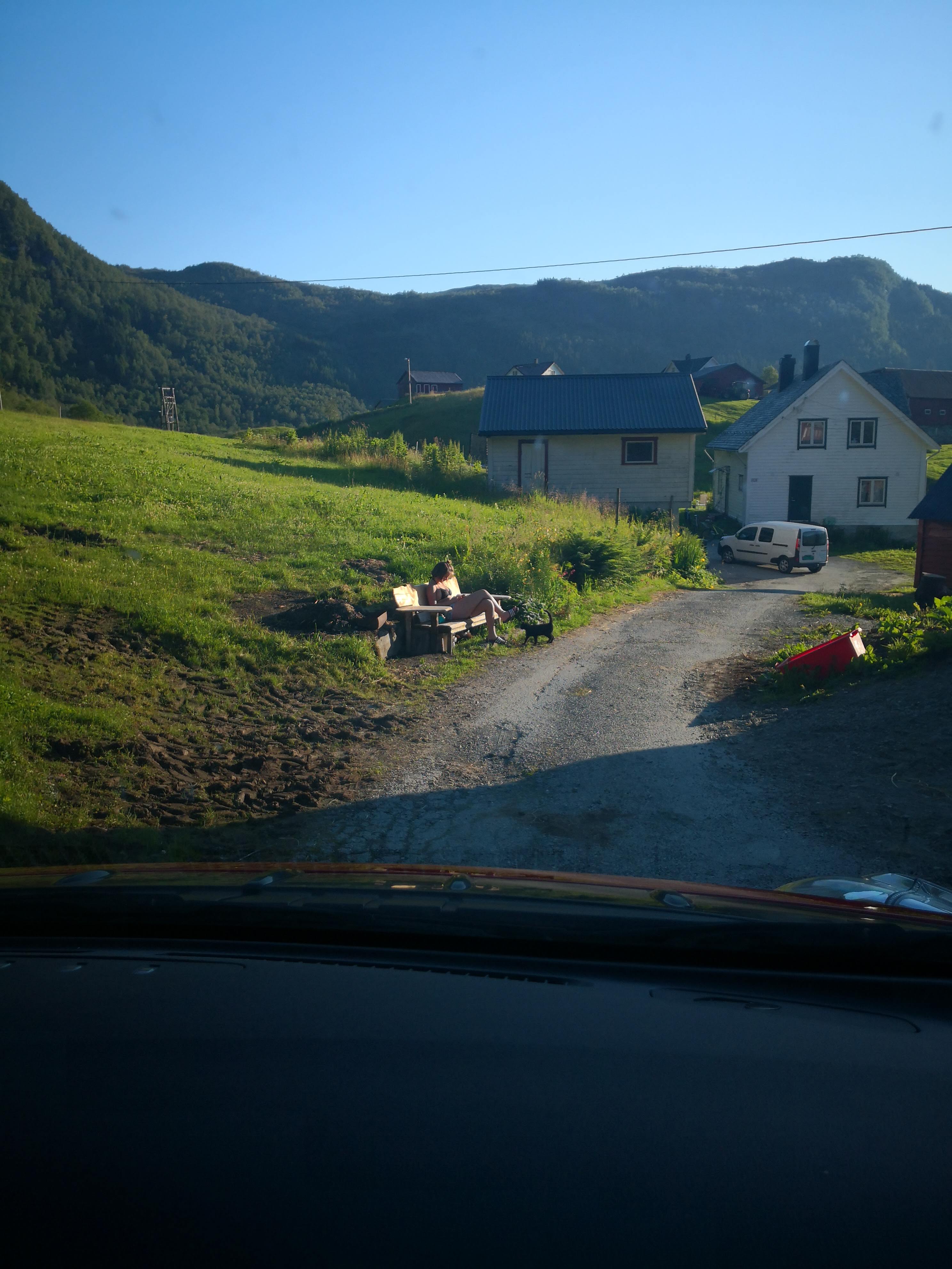 på benken i kveldssola